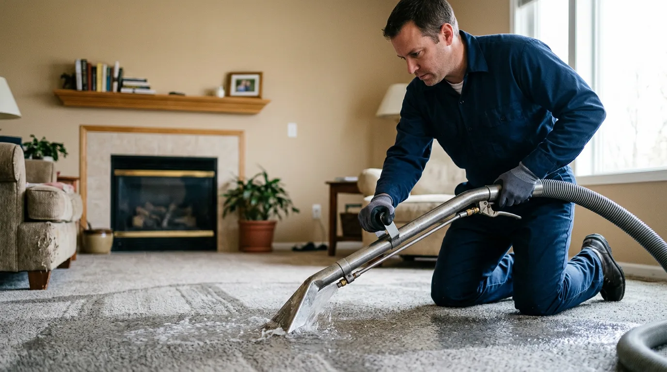 Water damage restoration technician working near Stuart, VA